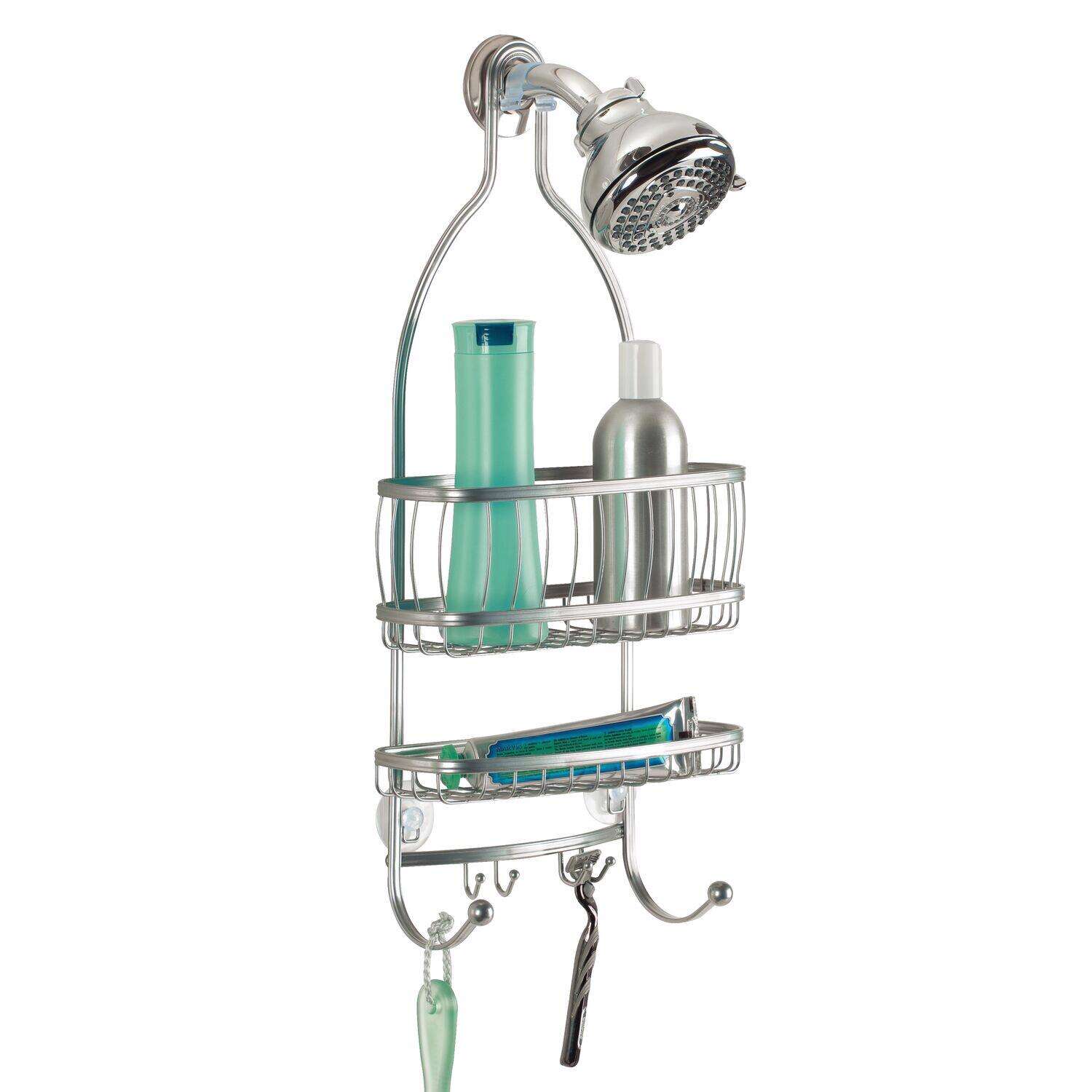 InterDesign York Lyra 22 in. H X 4 in. W X 10 in. L Silver Shower Caddy