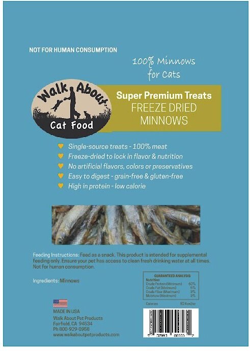 Walk About Grain-Free Freeze Dried Minnows Cat Treats