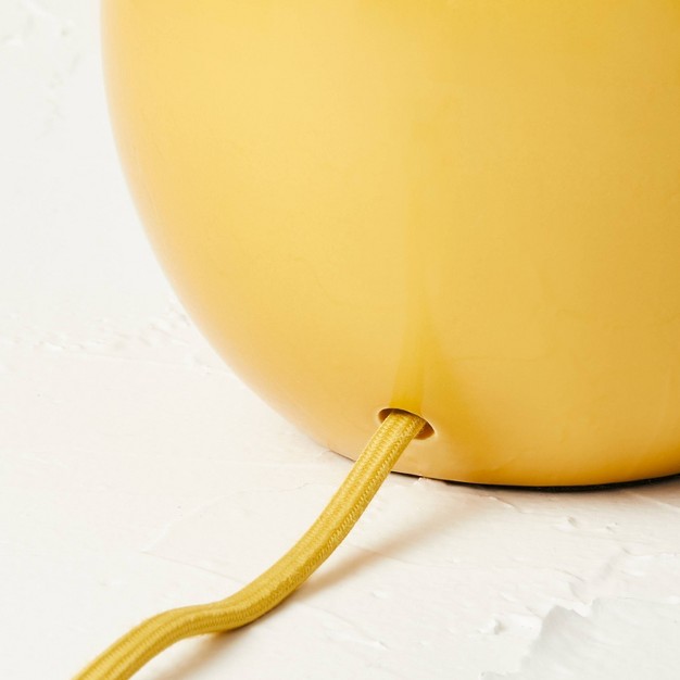 Ceramic Table Lamp With Elongated Shade Yellow includes Led Light Bulb Designed With Dailsygrab