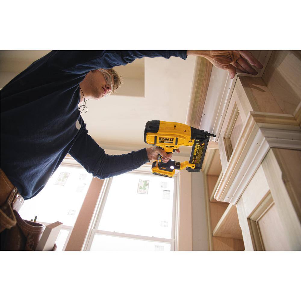 DW 20V MAX XR Lithium-Ion 18-Gauge Cordless Brad Nailer and (2) .0Ah Batteries DCN680B203