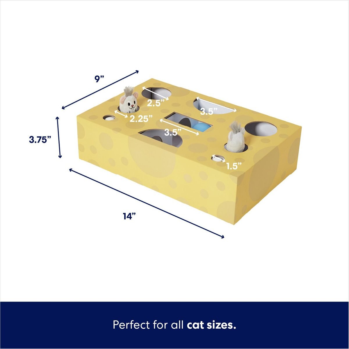 Frisco Cheese Interactive Maze Cardboard Cat Toy Box with Catnip