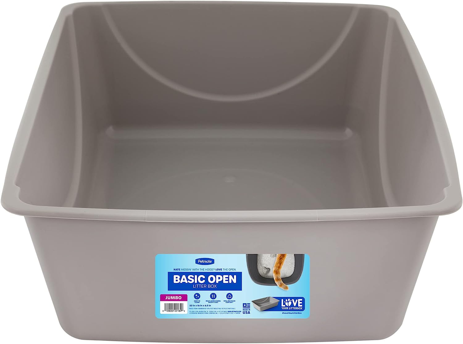 Petmate Basic Cat Litter Pan， Litter Box， Jumbo， Gray