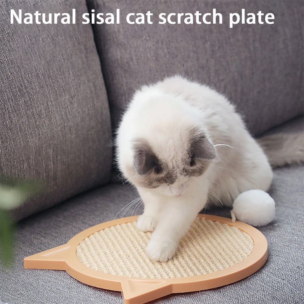 Cat Scratch Board with Hair Ball， Natural Cat Toy Training Scratch Play Pad Cat Grinding Claw Pet Sisal Scratch Pad， Yellow