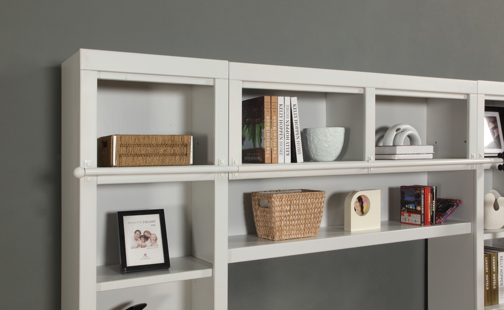 Parker House Boca 6 Piece Inset Bookcase Wall with Ladder in Cottage White  PROM   Transitional   Bookcases   by Emma Mason  Houzz