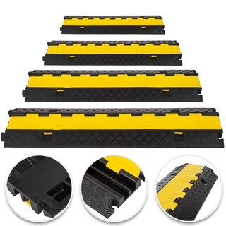 VEVOR 40.5 in. x 10 in. x 2 in. Clamshell Cable Organizers 2-Channel Speed Bump 22000 lbs. Load Cable Protector Ramp 4-Pack GXB4TZ1000X250X50V0