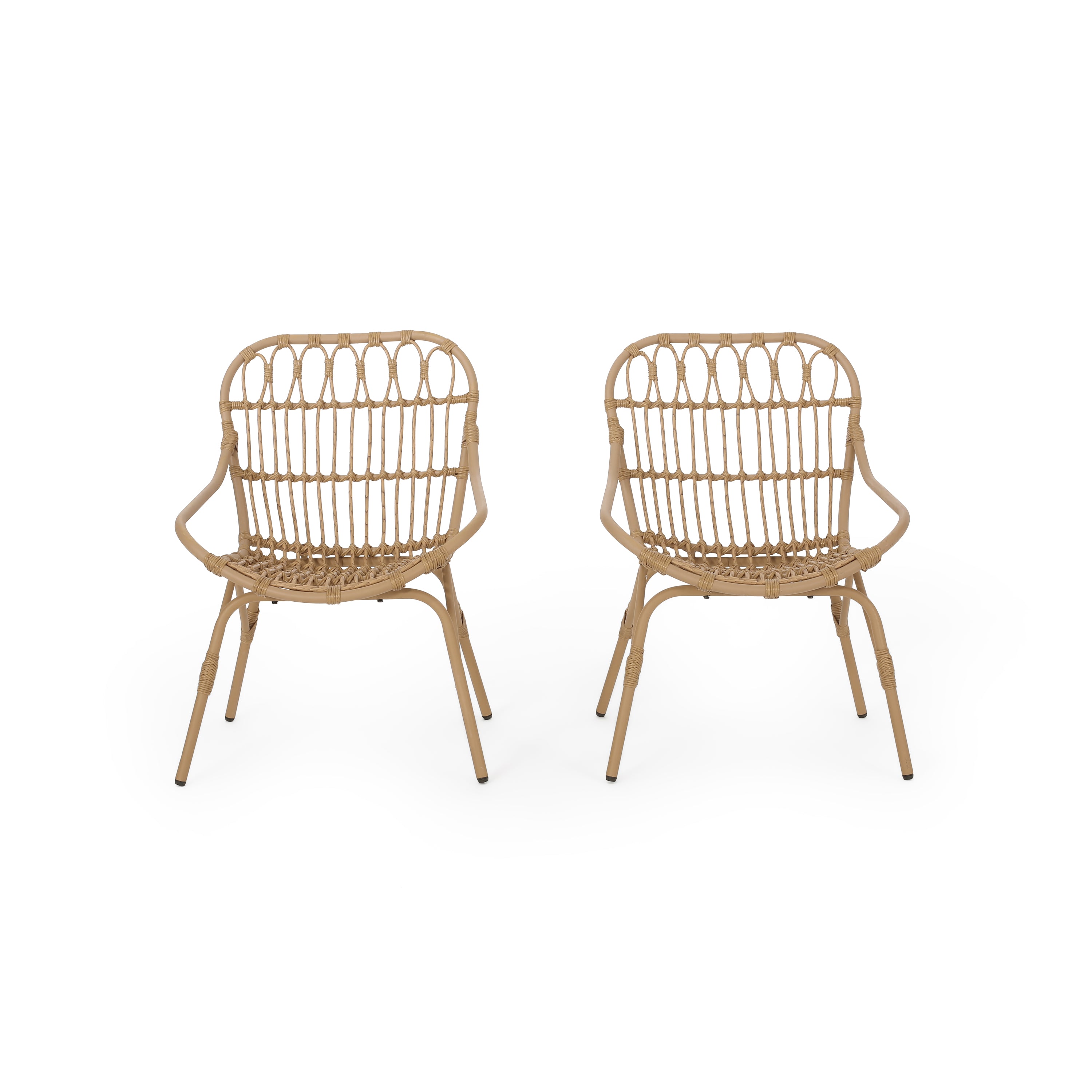 Barrister Outdoor Wicker Accent Chairs, Set of 2