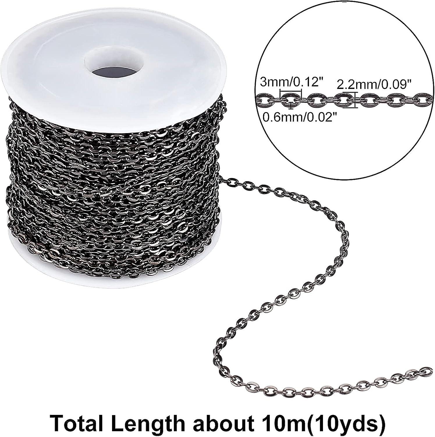 32 Ft Necklace Chains Black Iron Cross Chains Link Cable O-shaped Chain For Necklace Jewelry Accessories Diy Making-3x2.2x0.6mm