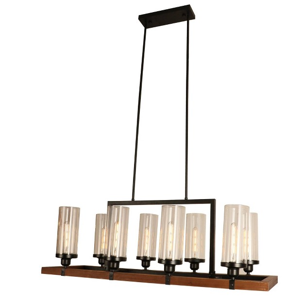 X 14 quot X 35 quot Baneli Kitchen Island Chandelier With Clear Glass Shade Black Warehouse Of 