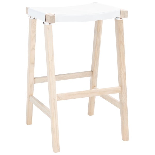 SAFAVIEH Aariz 30-inch Leather Rectangle Bar Stool - 18.5