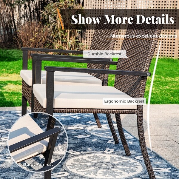 7/9piece Patio Dining Set，Expendable Rectangular Outdoor Dining Table with Rattan Chairs