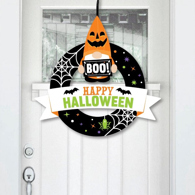 Big Dot Of Happiness Halloween Gnomes Outdoor Spooky Fall Party Decor Front Door Wreath