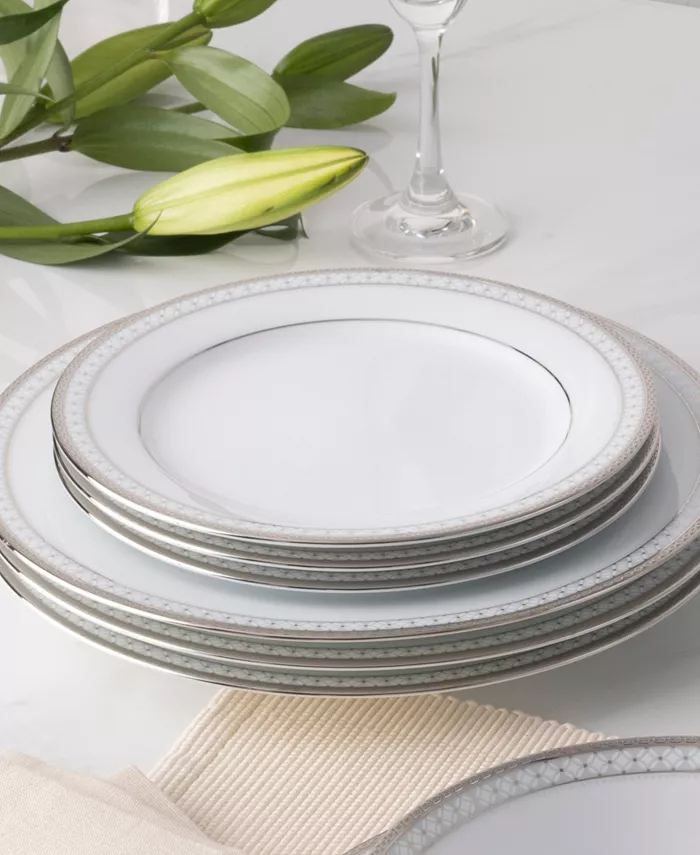 Noritake Rochester Platinum Set of 4 Salad Plates Service For 4