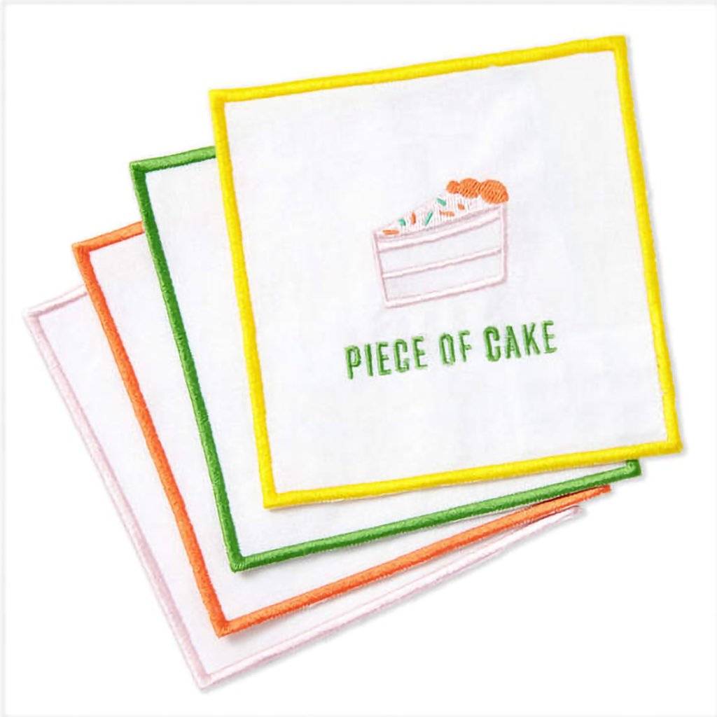 Hallmark  Piece of Cake Assorted Fabric Beverage Napkins, Set of 4