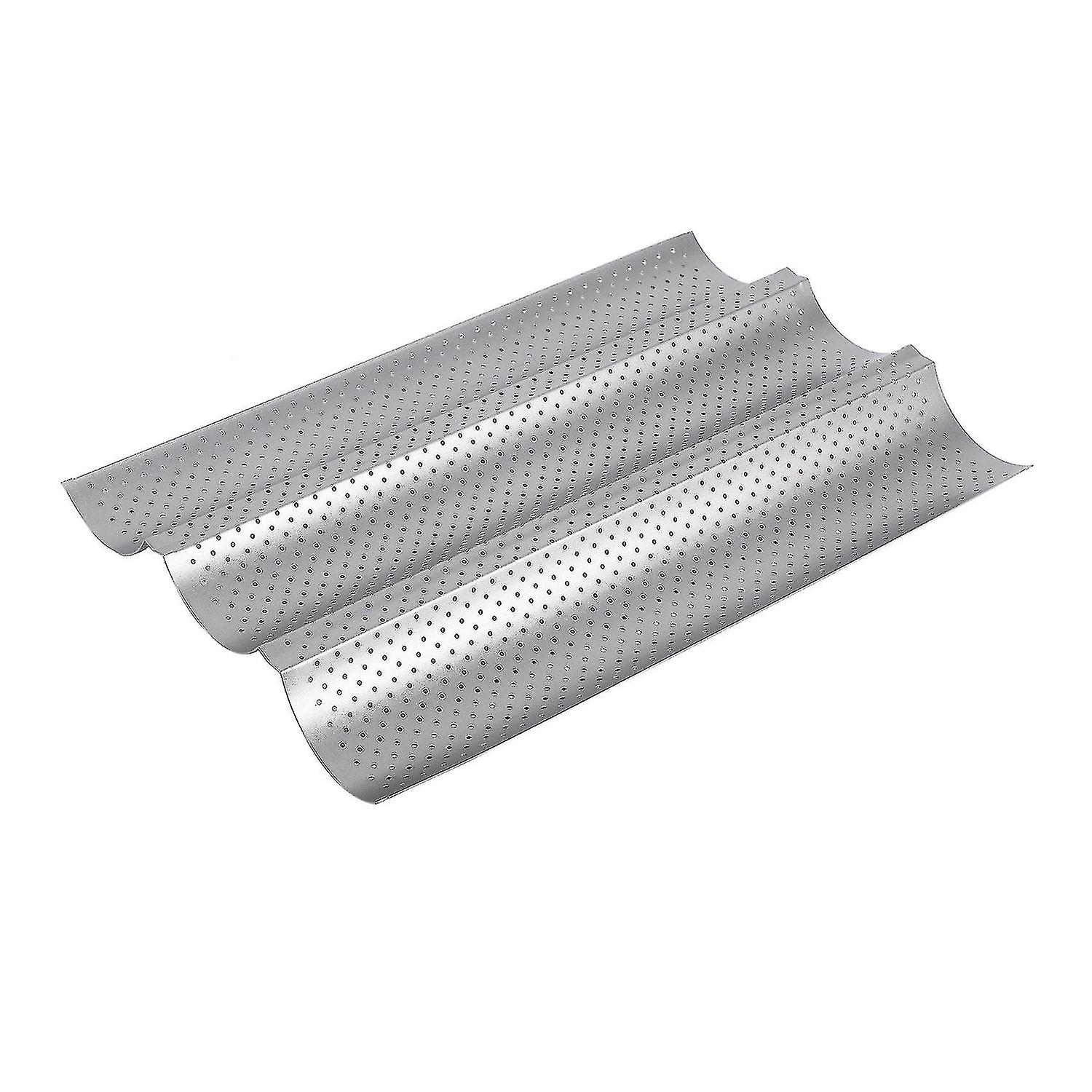 2023-non-stick Baking Mould 3 Tray With Perforated Surface 38 X 24.5cm Silver