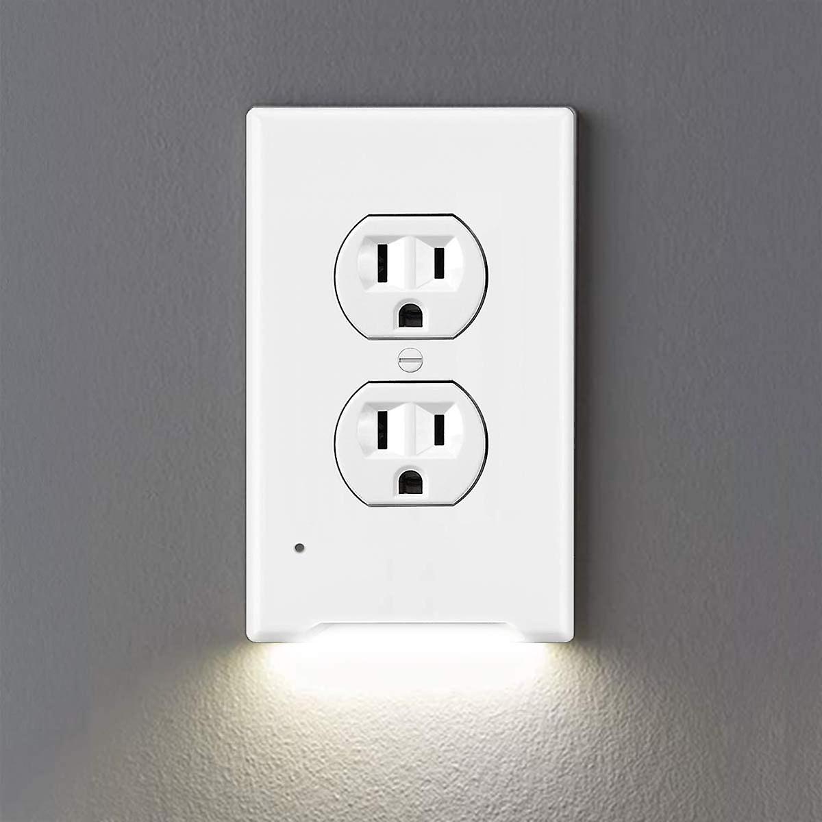 6packs Decor Outlet Wall Plates With Led Guide Night Lights Build On Sensor Electrical Illuminated Plug Plates Covers Plate With Energy Efficient Nigh