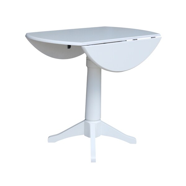 42 in Round Top Dual Drop Leaf Pedestal Table - White