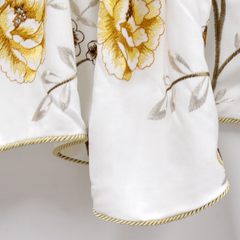 Serenta Embroidery Red/Gold Spring Flower Valance