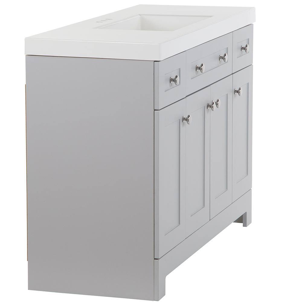 Glacier Bay Everdean 48.5 in. W x 18.8 in. D x 34.4 in. H Freestanding Bath Vanity in Pearl Gray with White Cultured Marble Top EV48P2-PG