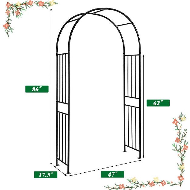 Costway 7 2ft Garden Arch Steel Arbor Wedding Garden Decoration Climbing Plants W stakes