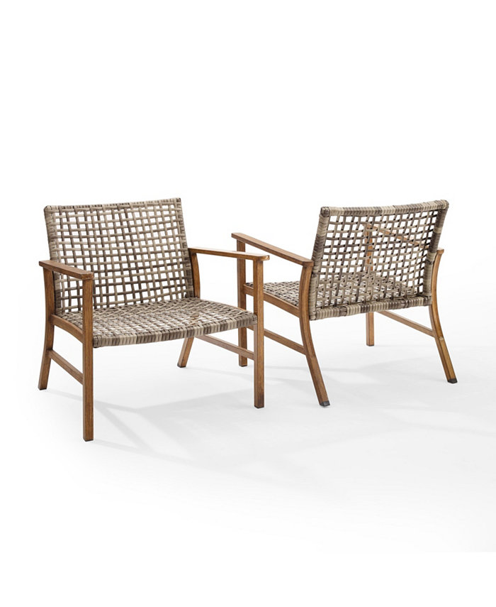 Crosley Ridley 2 Piece Outdoor Wicker and Metal Armchair Set