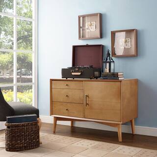 CROSLEY FURNITURE Landon 40 in. Acorn Rectangle Wood Console Table with Drawers CF1106-AC