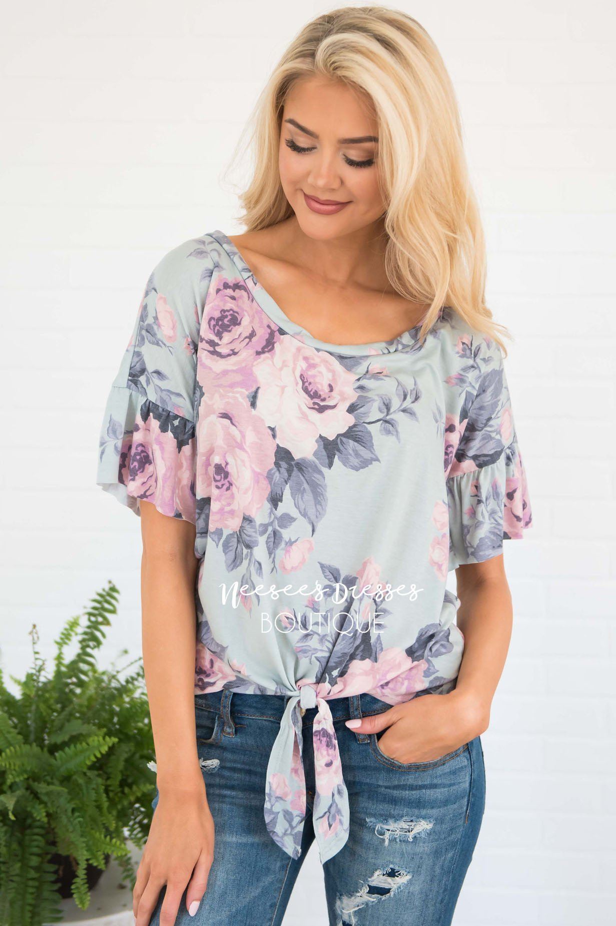 In Full Bloom Front Tie Top