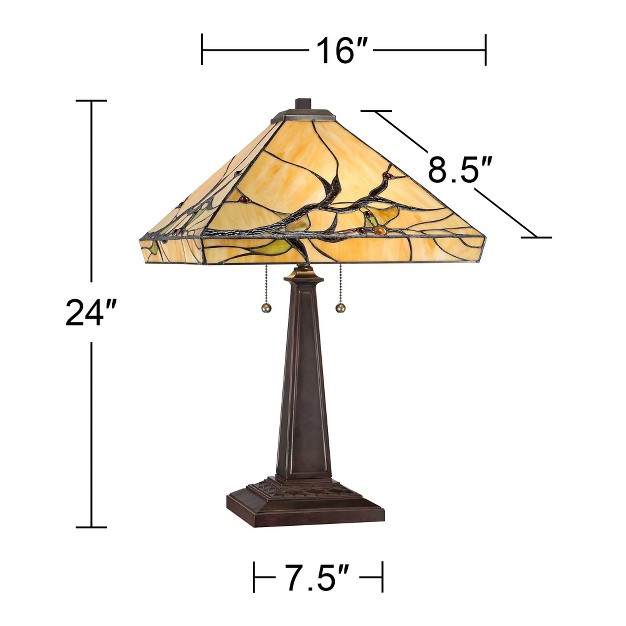 High Bronze Art Glass Square Shade For Bedroom Living Room Bedside Nightstand Office Family