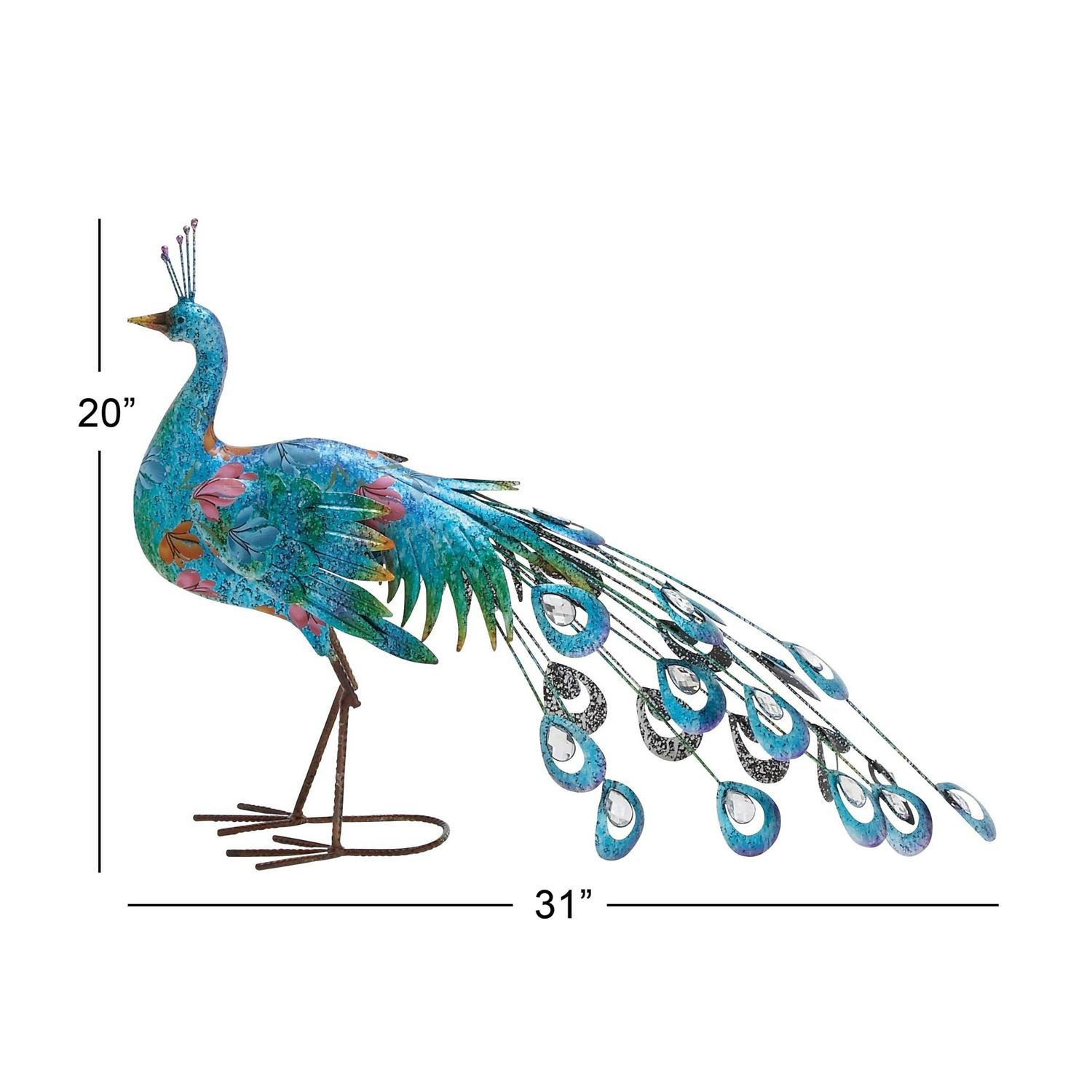 DecMode Outdoor 31 x 20 Teal Metal Eclectic Birds Garden Sculpture， 1  Pieces