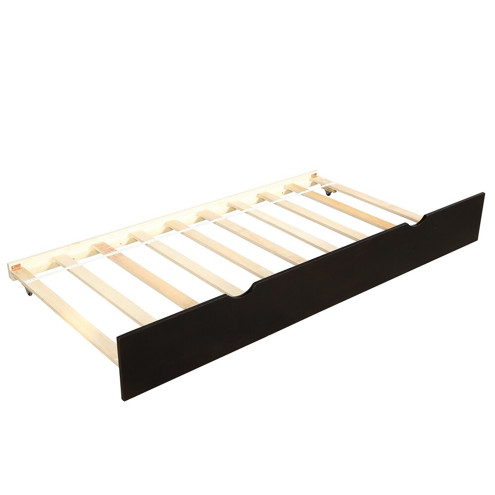 Twin Size Daybed with Trundle   Wood Frame Set   Wooden Slat Support