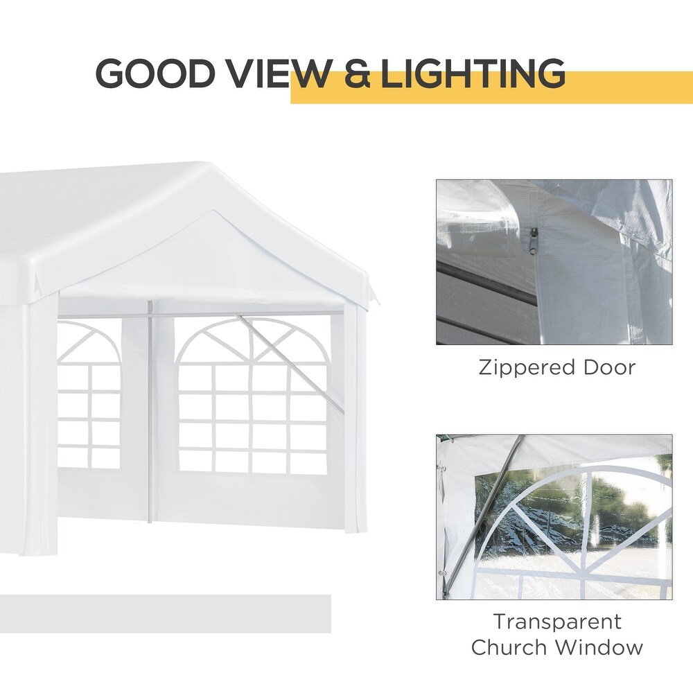 Outsunny 13' x 26' Party Tent   Carport with Removable Sidewalls and Zipper Doors  Heavy Duty Canopy Tent Sun Shade Shelter
