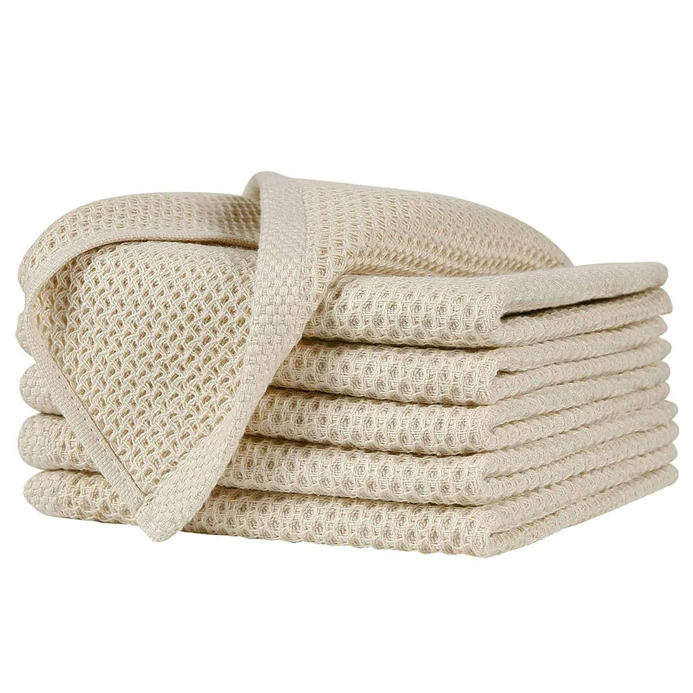 100% Cotton Brown Kitchen Dish Cloths， Waffle Weave Ultra Soft Absorbent Dish Towels， Quick Drying Dish Rags 12x12inches，， 20PC