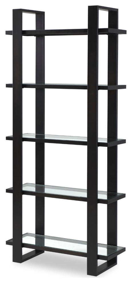 Dark Brown/Black Metal Glass Bookcase  Liang  ampEimil Arundel   Industrial   Bookcases   by Oroa   Distinctive Furniture  Houzz