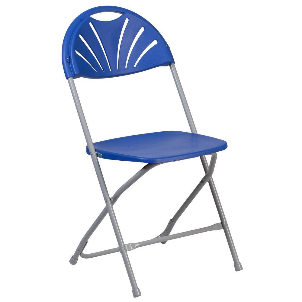 Carnegy Avenue Blue Plastic Seat Metal Frame Outdoor Safe Folding Chair CGA-LE-204032-BL-HD