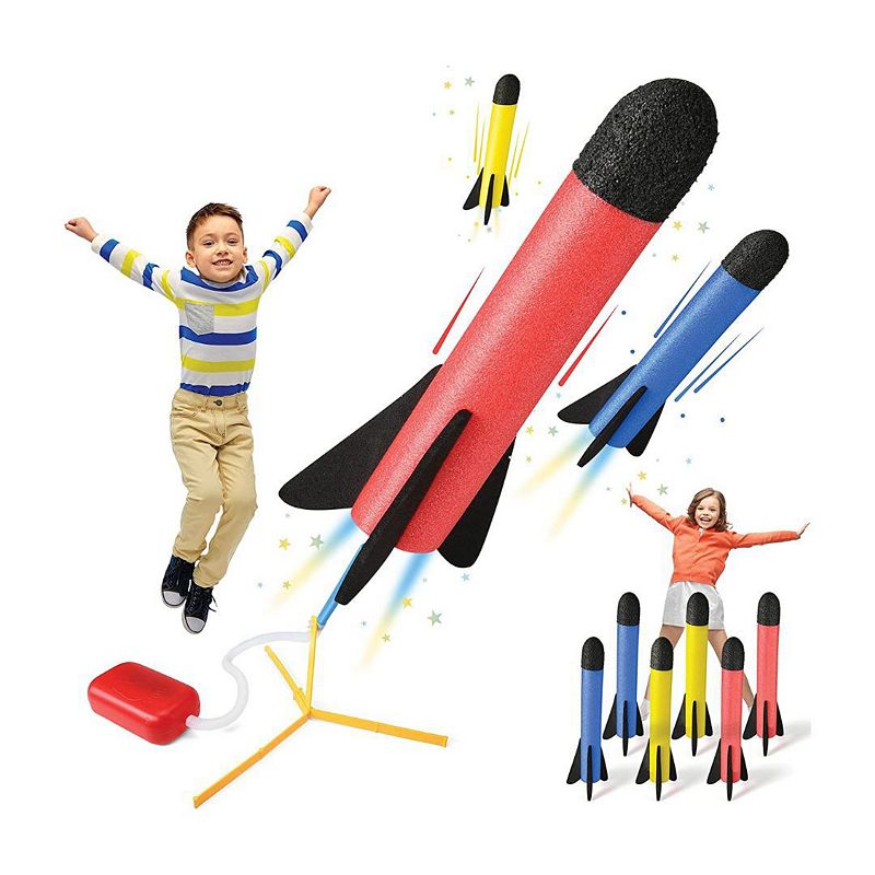 Toy Rocket Launcher for Kids - Shoots Up to 100+ Feet - Stomp Launch Rocket with 6 Foam Rockets