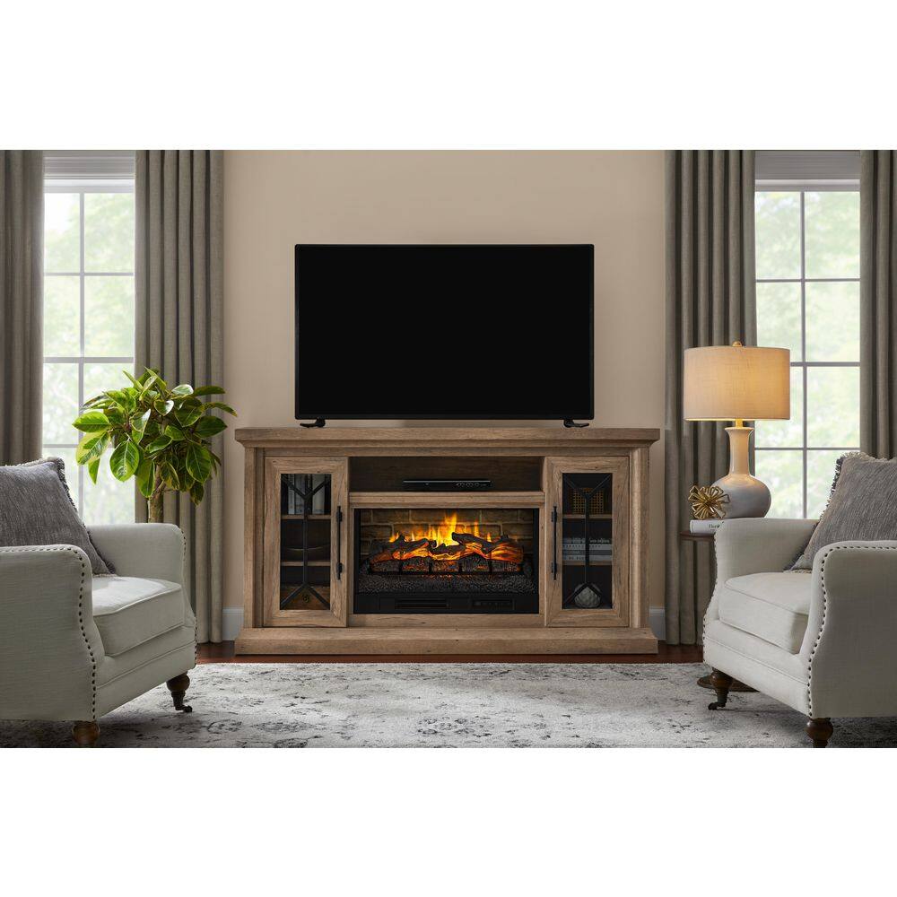 Home Decorators Collection Madison 68 in. Freestanding Electric Fireplace TV Stand in Natural Rustic Oak HDFP68-51BE