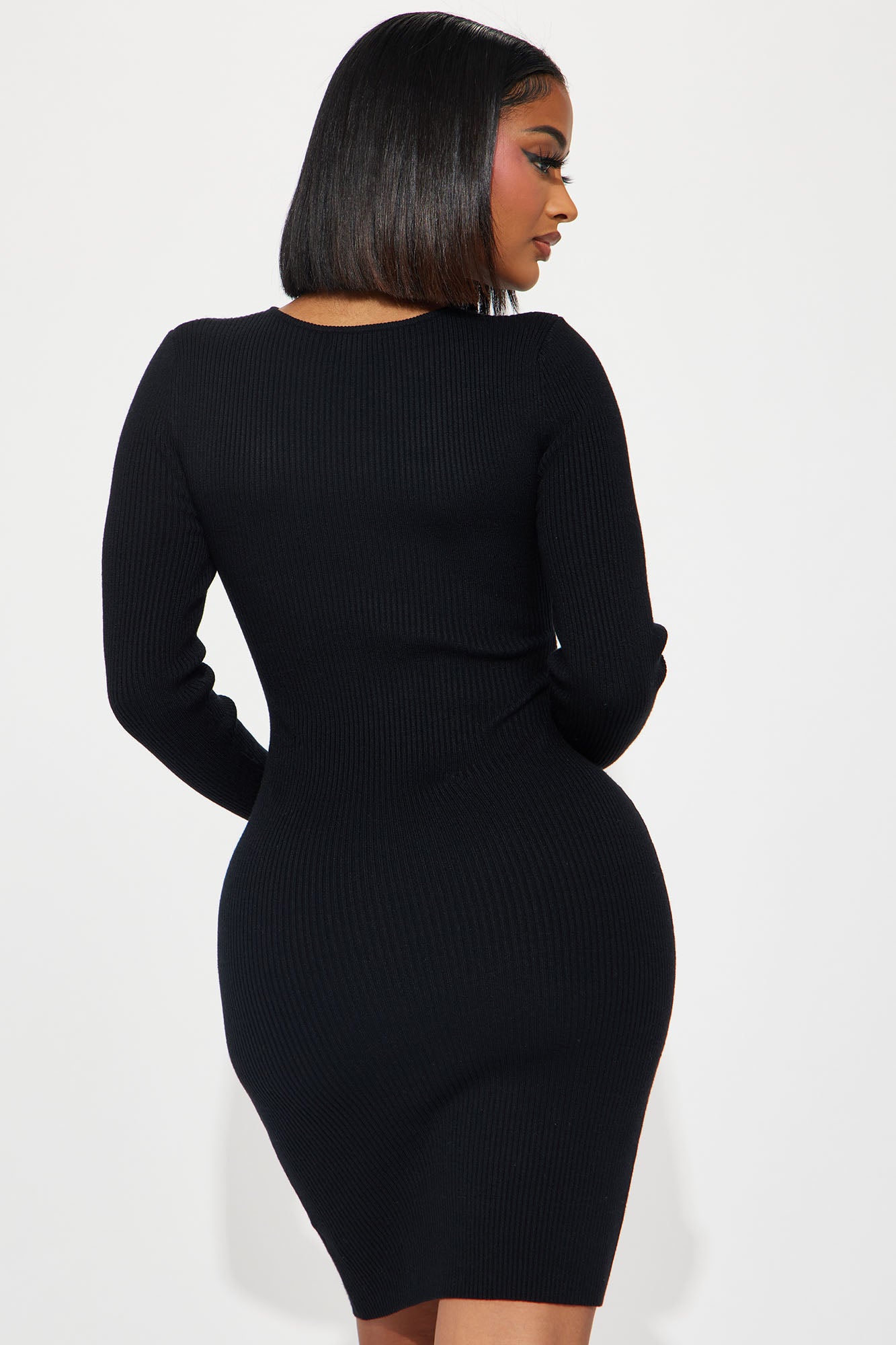 Brenda Sweater Midi Dress - Black