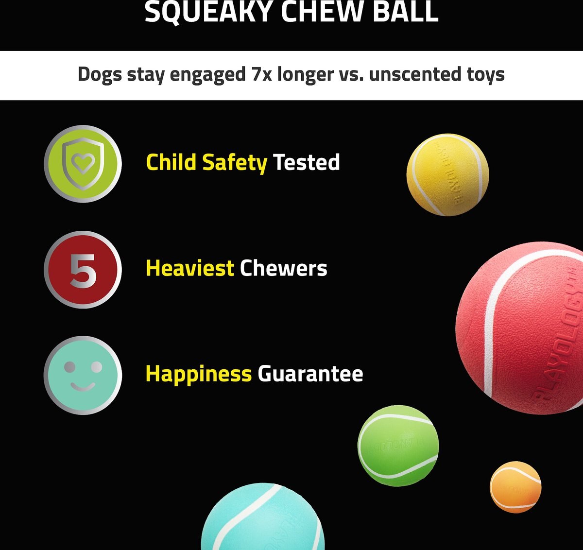 Playology Scented Squeaky Chew Ball Dog Toy