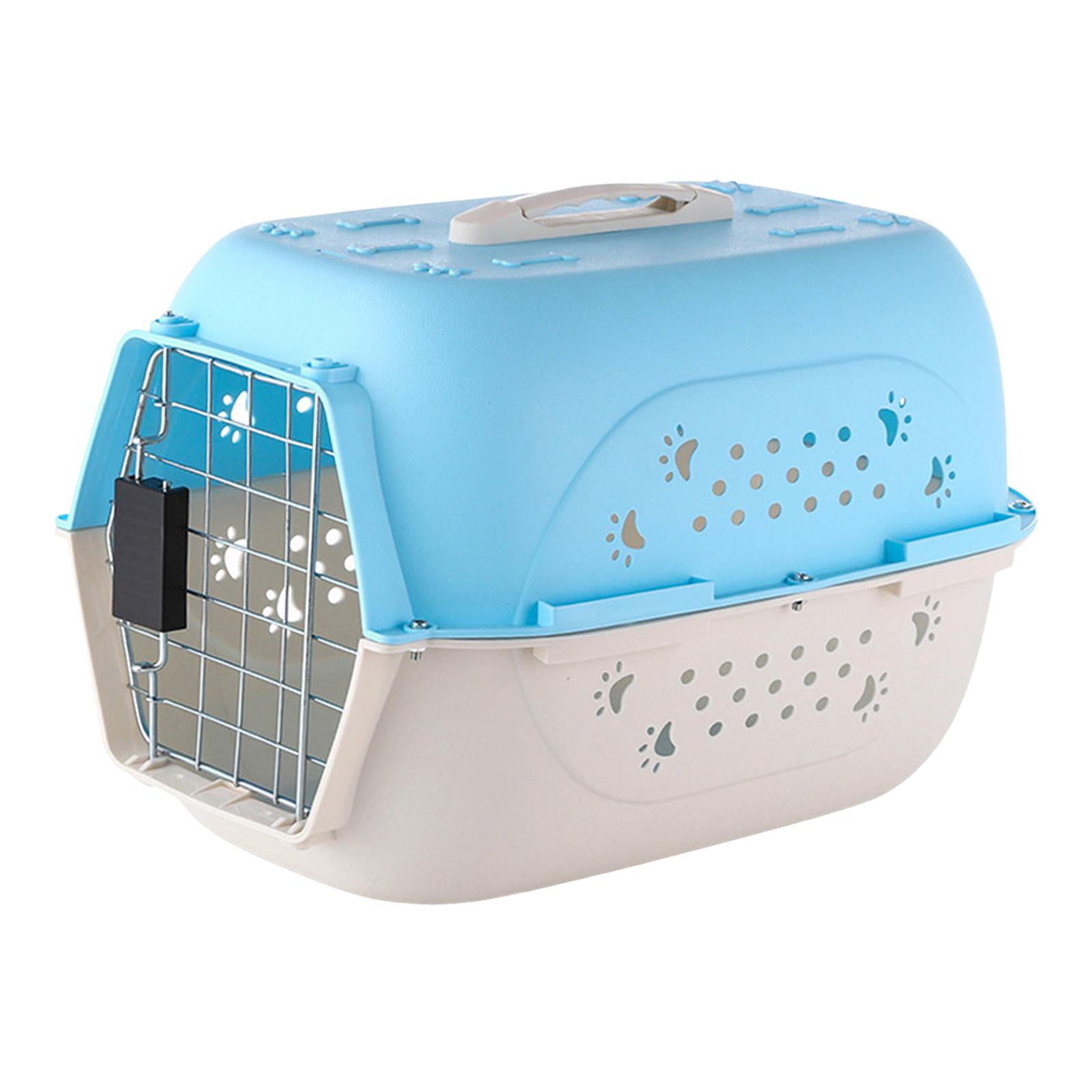 Portable Hard Sided Travel Carriers Kennel Tote Case Airline Carrying Breathable Cat Dog Cage for Puppy Rabbits Traveling Walking Hiking ， 58x40x36cm Blue