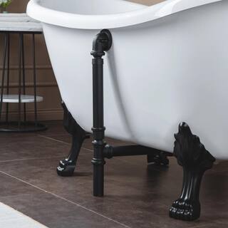 WOODBRIDGE Topeka 59 in. Heavy Duty Acrylic Slipper Clawfoot Bath Tub in White Faucet Claw Feet Drain  Overflow in Matte Black HBT7037