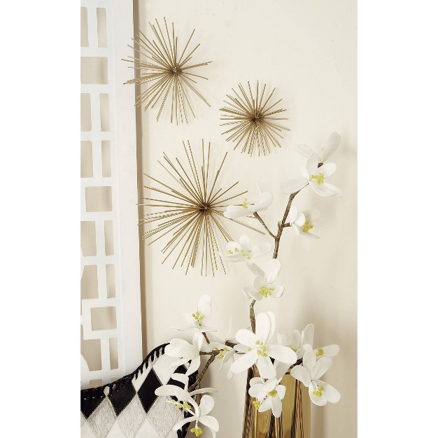 Contemporary Metal Starburst 3d Wall Decor Set Of 3 Gold Olivia amp May