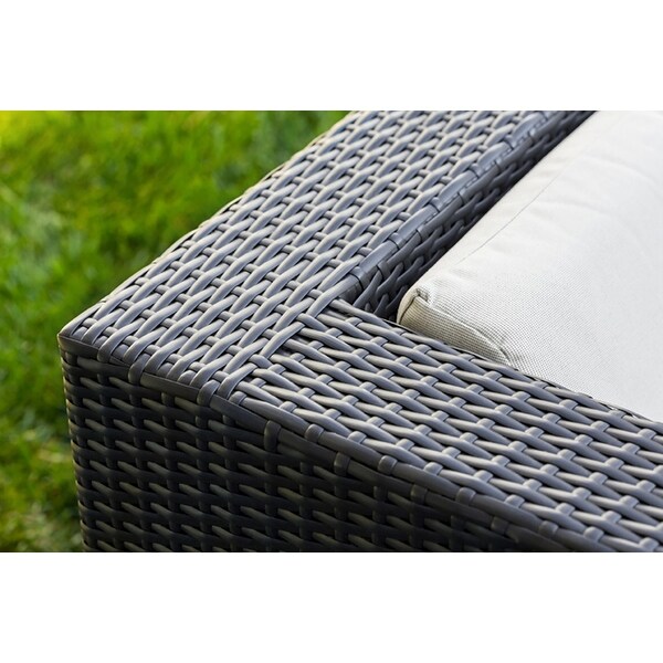 Ohana Outdoor 7pc. Cushioned Black Wicker Conversation Set