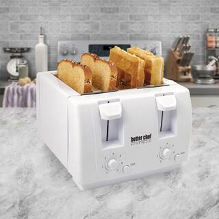 Better Chef 4-Slice White Dual-Control Toaster 98580207M