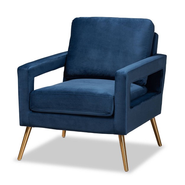 Leland Armchair Blue gold Baxton Studio