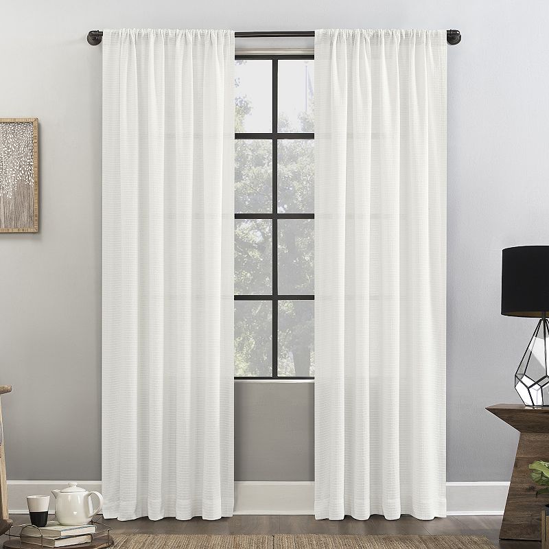 Clean Window Waffle Texture Anti-Dust Semi-Sheer Window Curtain