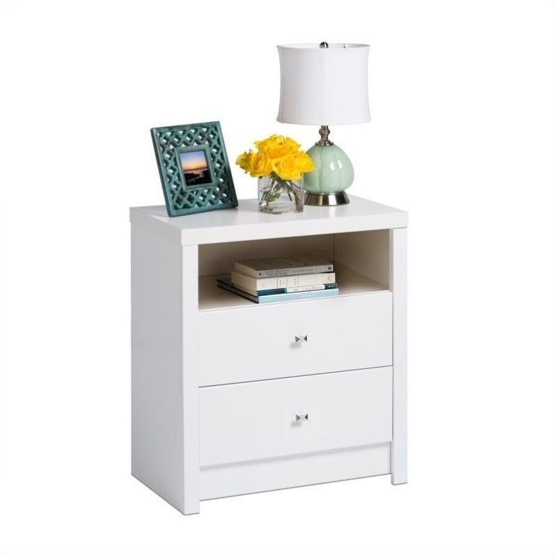 Bowery Hill Tall 2 Drawer Nightstand in White