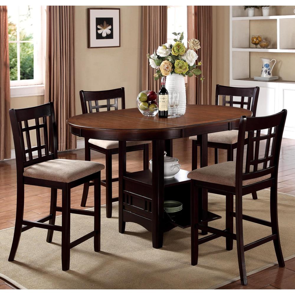 Chestnut Espresso Extendable Counter Hight Dining Set with Storage Base