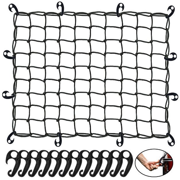 X 36 quot Heavy Duty Bungee Cargo Net Stretches To 80 quot X 75 quot 12 Hooks