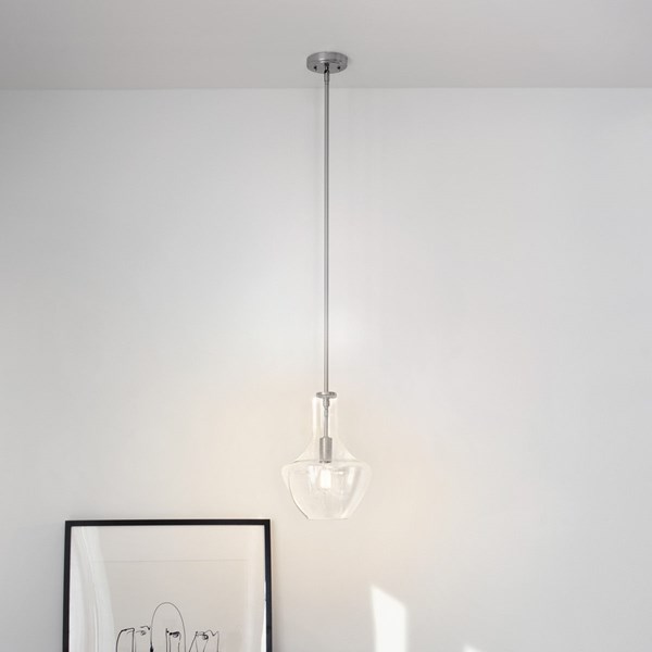 Kichler 42141NICS Everly Brushed Nickel Modern/Contemporary Seeded Glass Teardrop Pendant Light