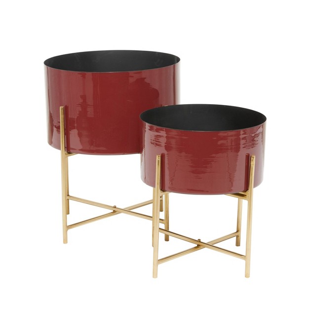 2pc Modern Metal Planter Pots Cosmoliving By Cosmopolitan