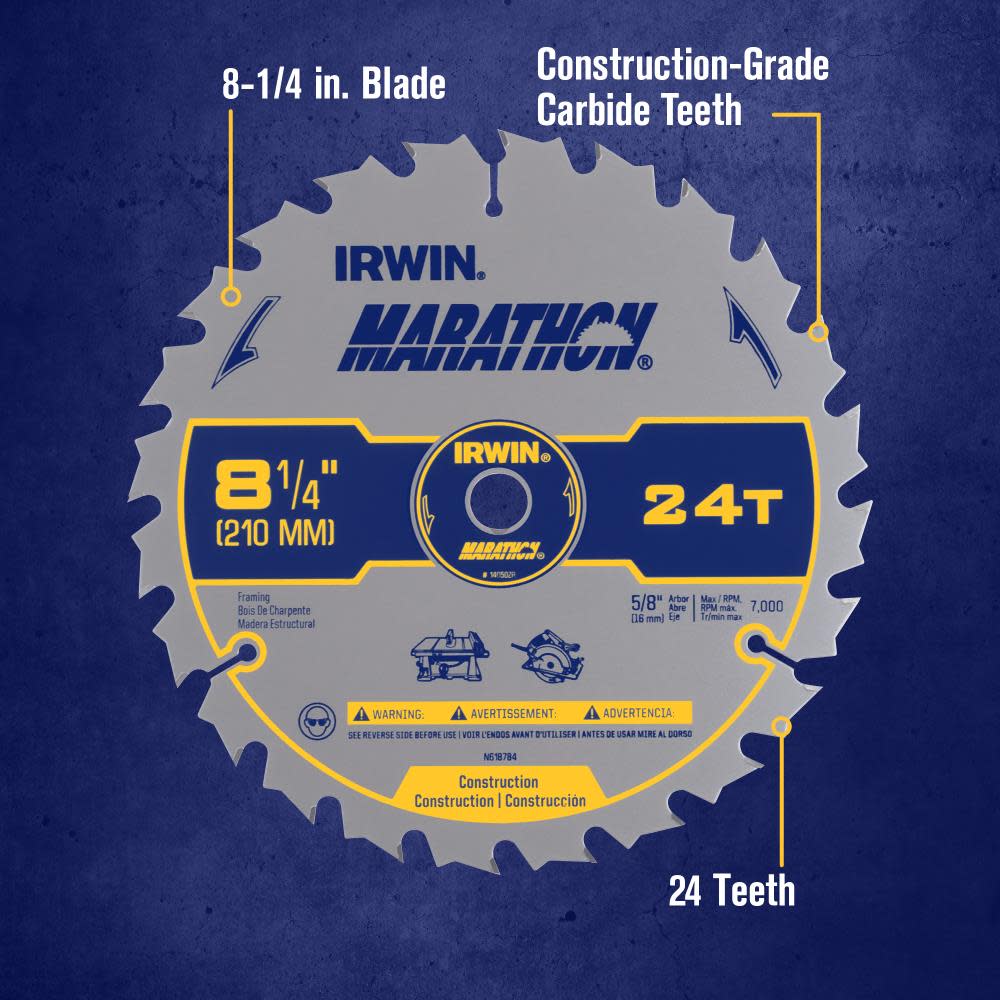 IRWIN  SAW BLADE 8 1/4 24T MARATHON CD ;